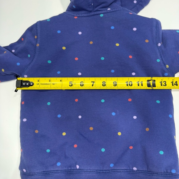 Boden Kids' Blue Hoodie Sherpa lined with Multicolored Dots - Picture 4 of 8